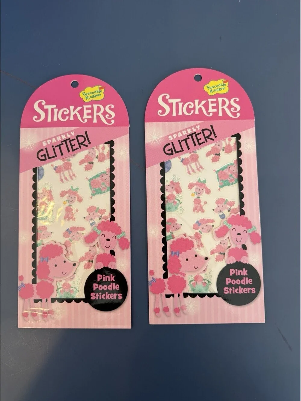 Rare Peaceable Kingdom Pink Poodle Stickers Sparkly Glitter 2 Packs New Sealed